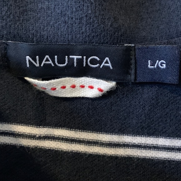 Nautica Vintage Large Navy Blue & White Striped Polo - Picture 2 of 2